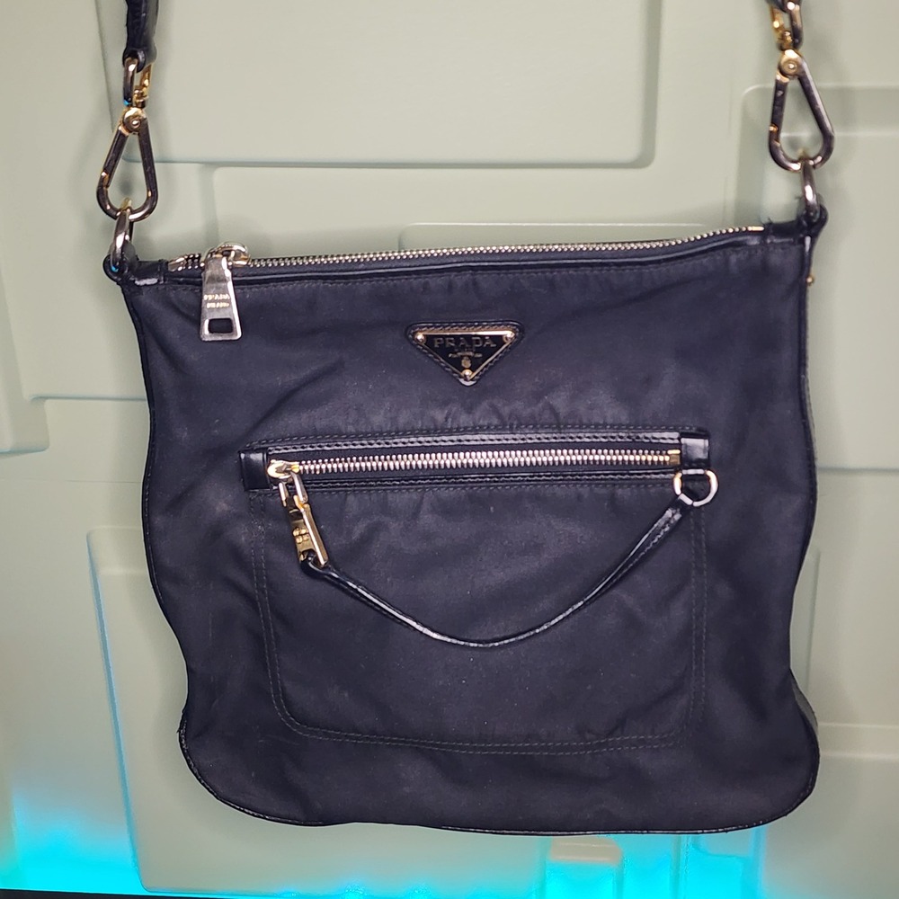 Prada Crossbody Bag Women Small Tessuto Nylon Gold Hardware Good - Picture 2 of 16
